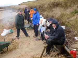 A merry band of volunteers braving the elements on a dreich January morning