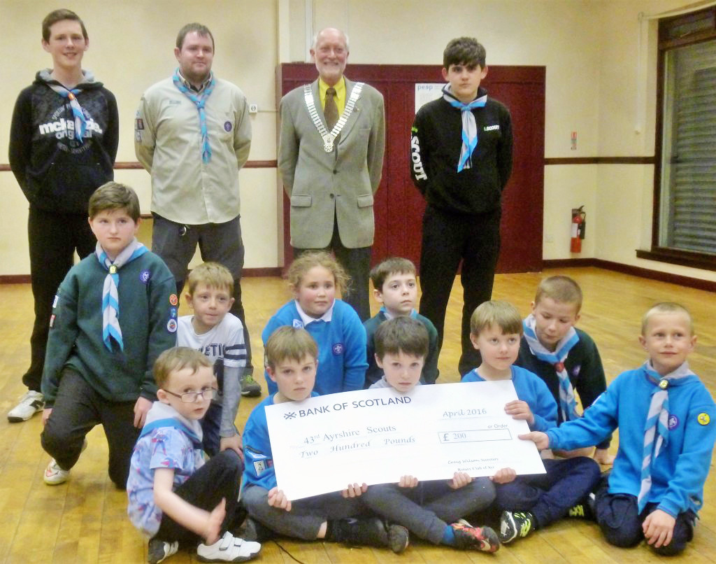 Treasure Chest donation to 43rd Ayrshire Scout Group, Kincaidston Ayr Rotary